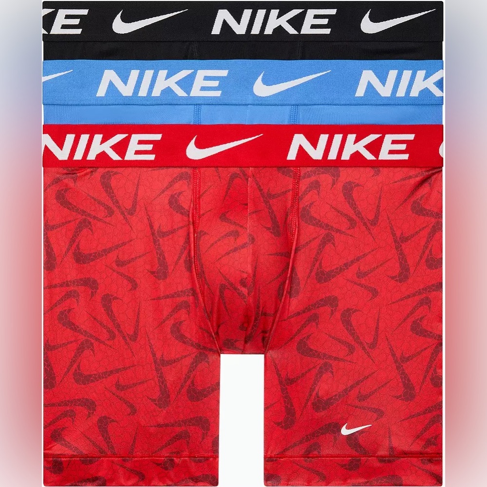 Nike Men’s 3-Pack Performance Boxer Briefs - Red, Blue, Black